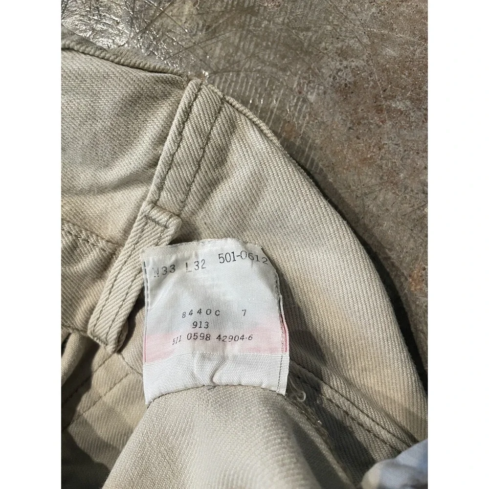 Vintage Levi's 501 Made‎ In USA 0115 Brown Khaki Denim 33W x 32L *